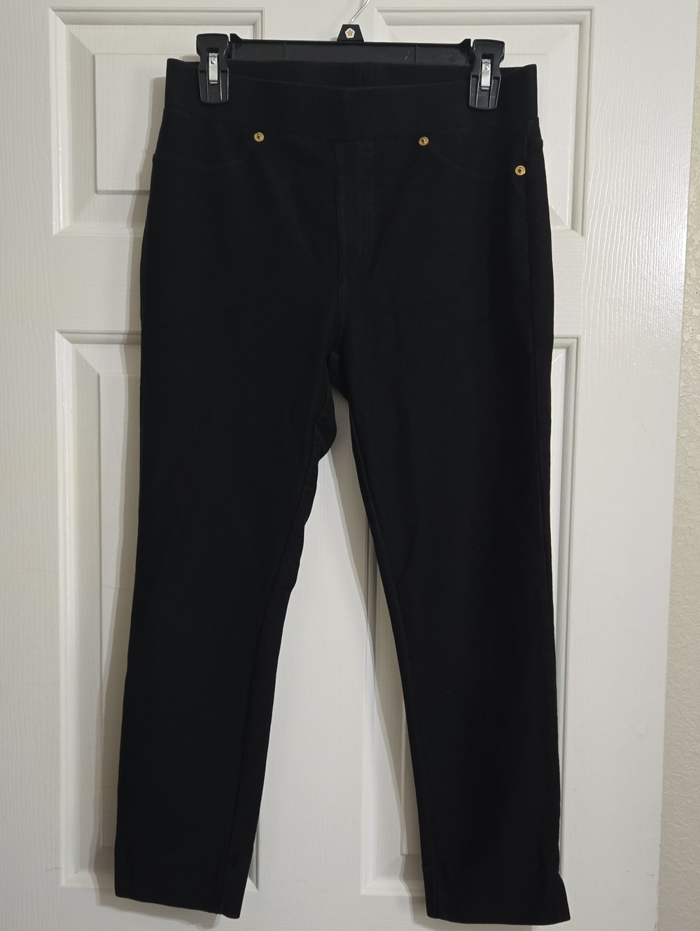 Michael Kors Black Skinny Jeans with Gold Rivet Accents